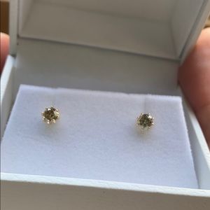1/2 Carat 14k Gold TW Champagne Diamond Earrings